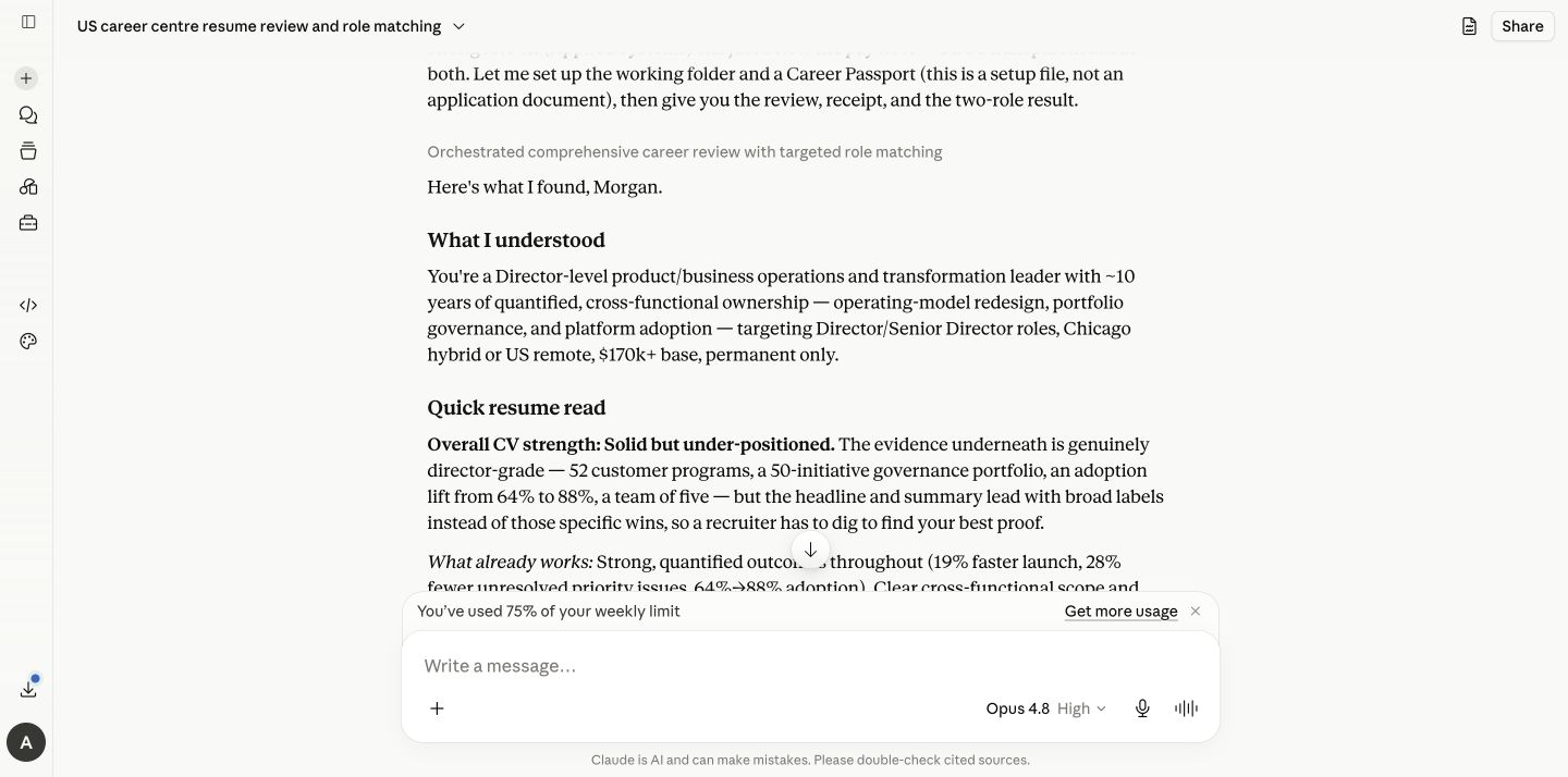 Career Centre broad resume review in Claude